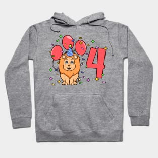 I am 4 with lion - kids birthday 4 years old Hoodie